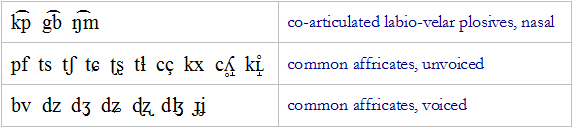 IPA co-articulations & affricates